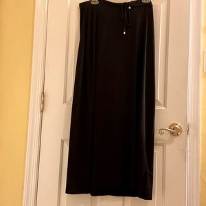 Drawstring Stretch black maxi skirt